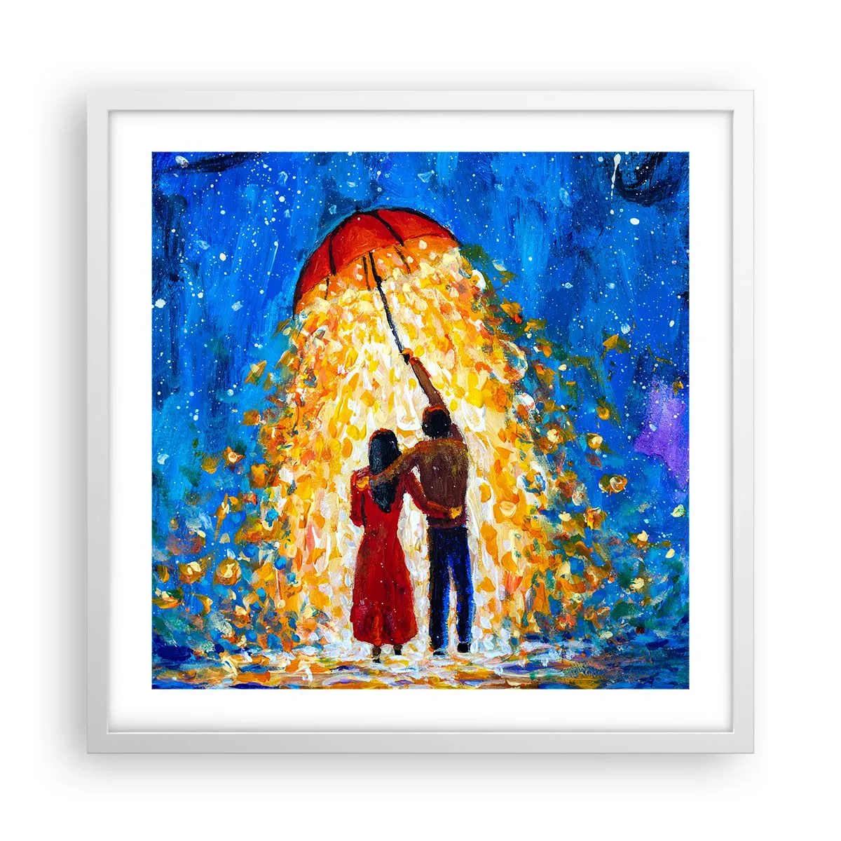 Affiche dans un cadre blanc - Poster - La magie d'une soirée pluvieuse ? - 50x50 cm