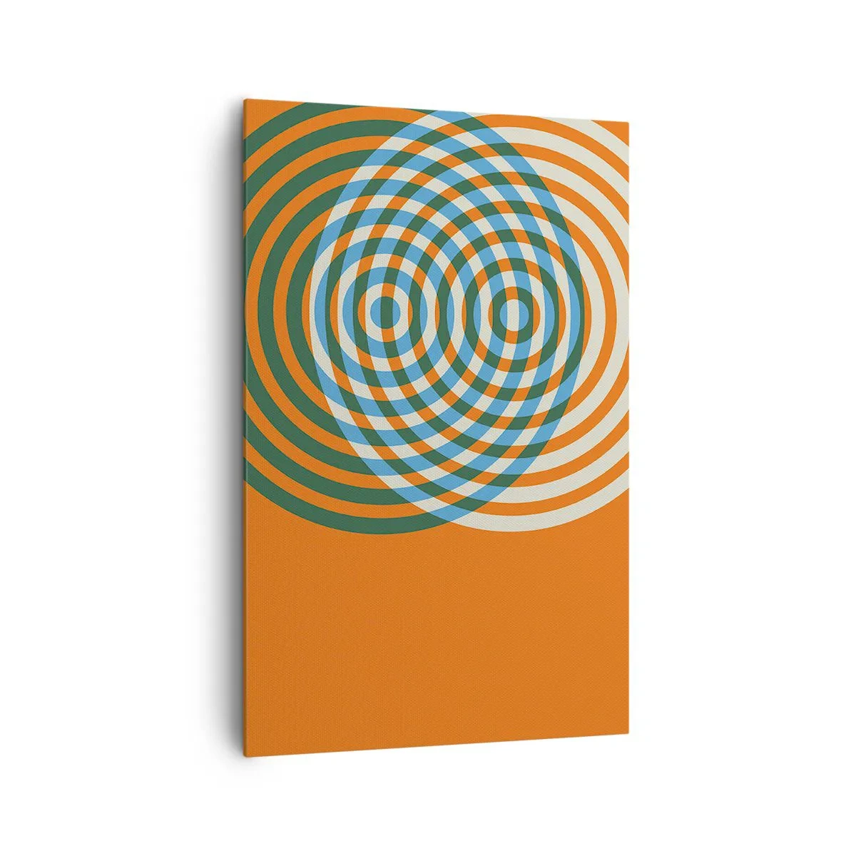 Impression sur toile - Image sur toile - Cercles concentriques sur fond orange - 80x120cm - Variation circulaire abstraite - Décoration murale moderne pour le salon et la chambre ARTTOR