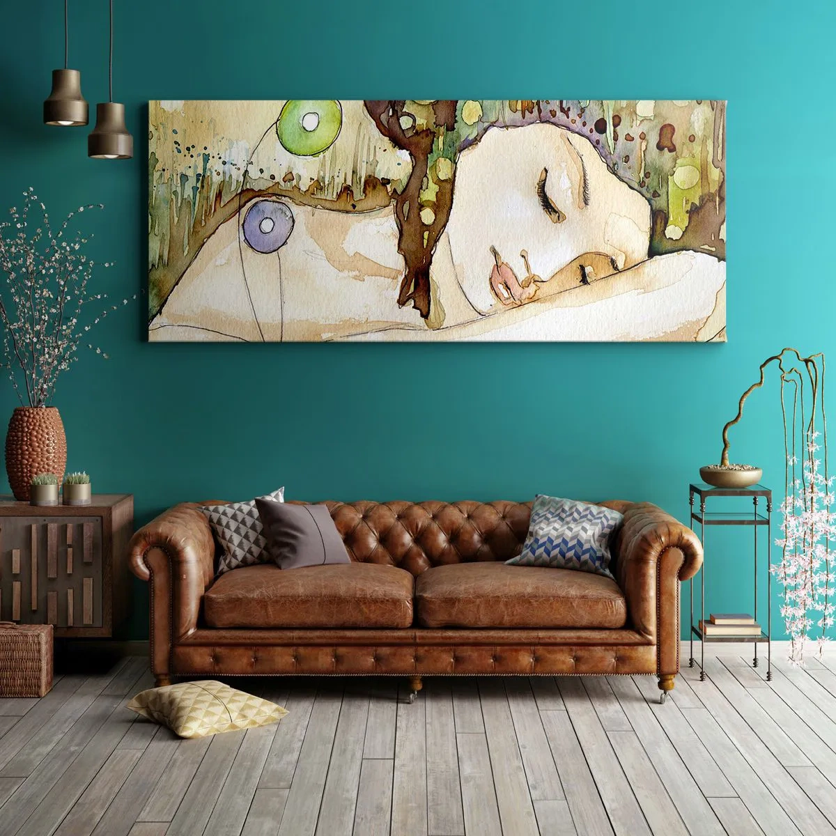 Impression sur toile - Image sur toile - Un rêve violet émeraude - 90x30 cm