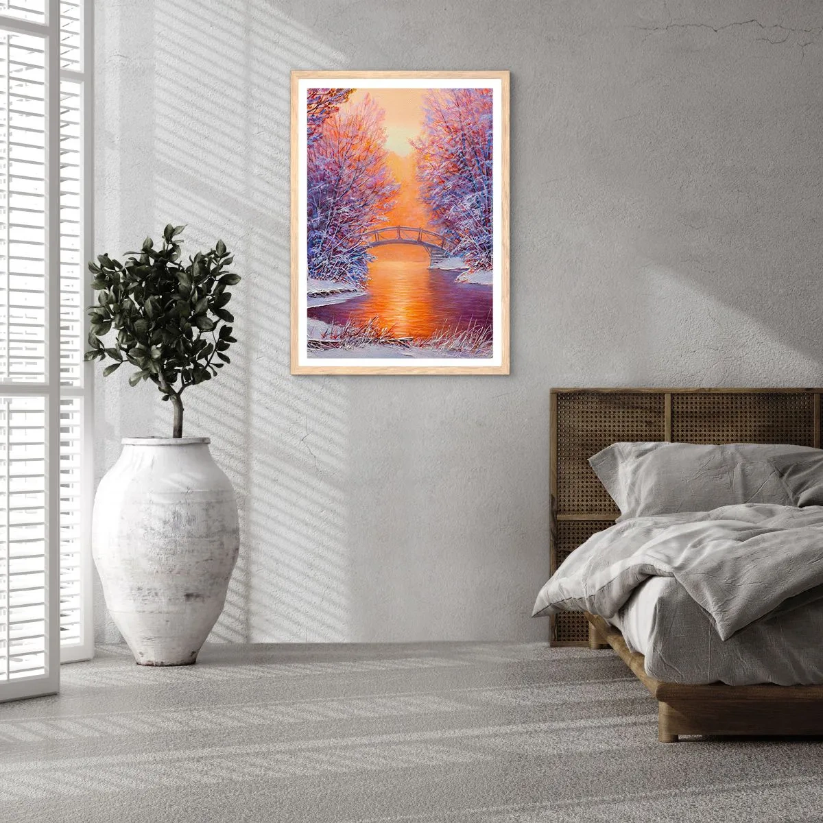 Affiche dans un chêne clair - Poster - On se rencontre ici - 30x40 cm