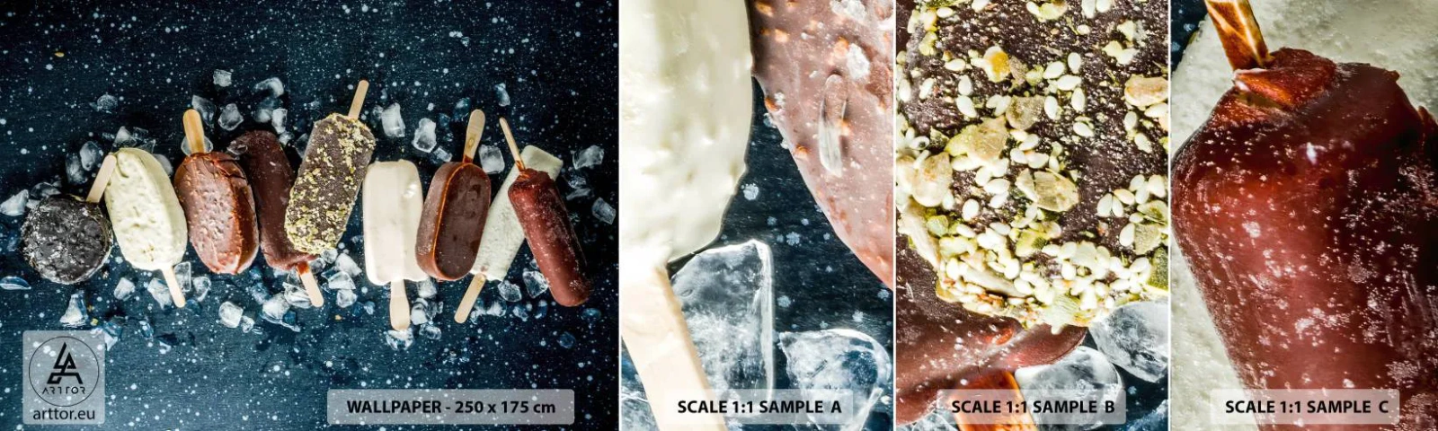 Échantillon De Papier Peint Standard Eco - Le goût de l'été chaud - Glace, La gastronomie, Nourriture - 100x30 cm