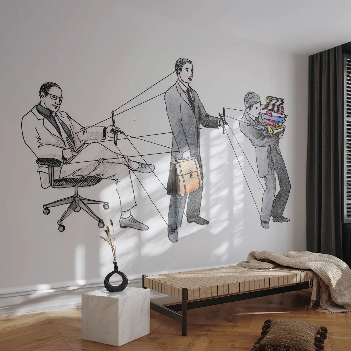 Papier peint sur mesure Premium Sand - Chacun a son maître - Abstraction, Homme, Travail