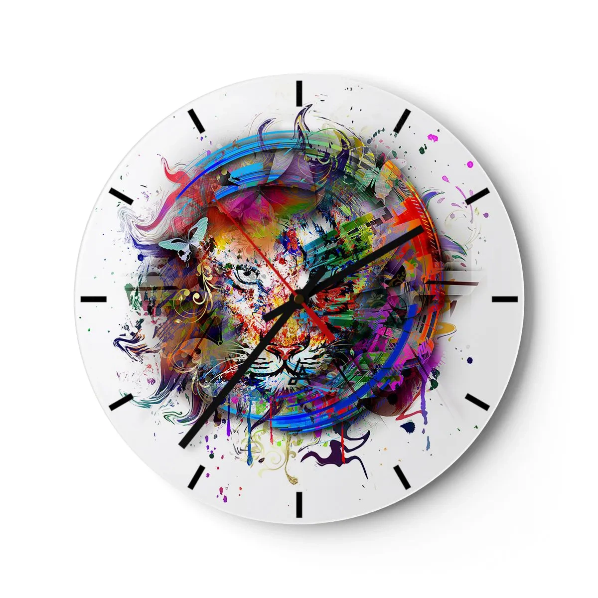 Horloge murale - Pendule murale - Il se cache derrière un voile arc-en-ciel - 40x40 cm