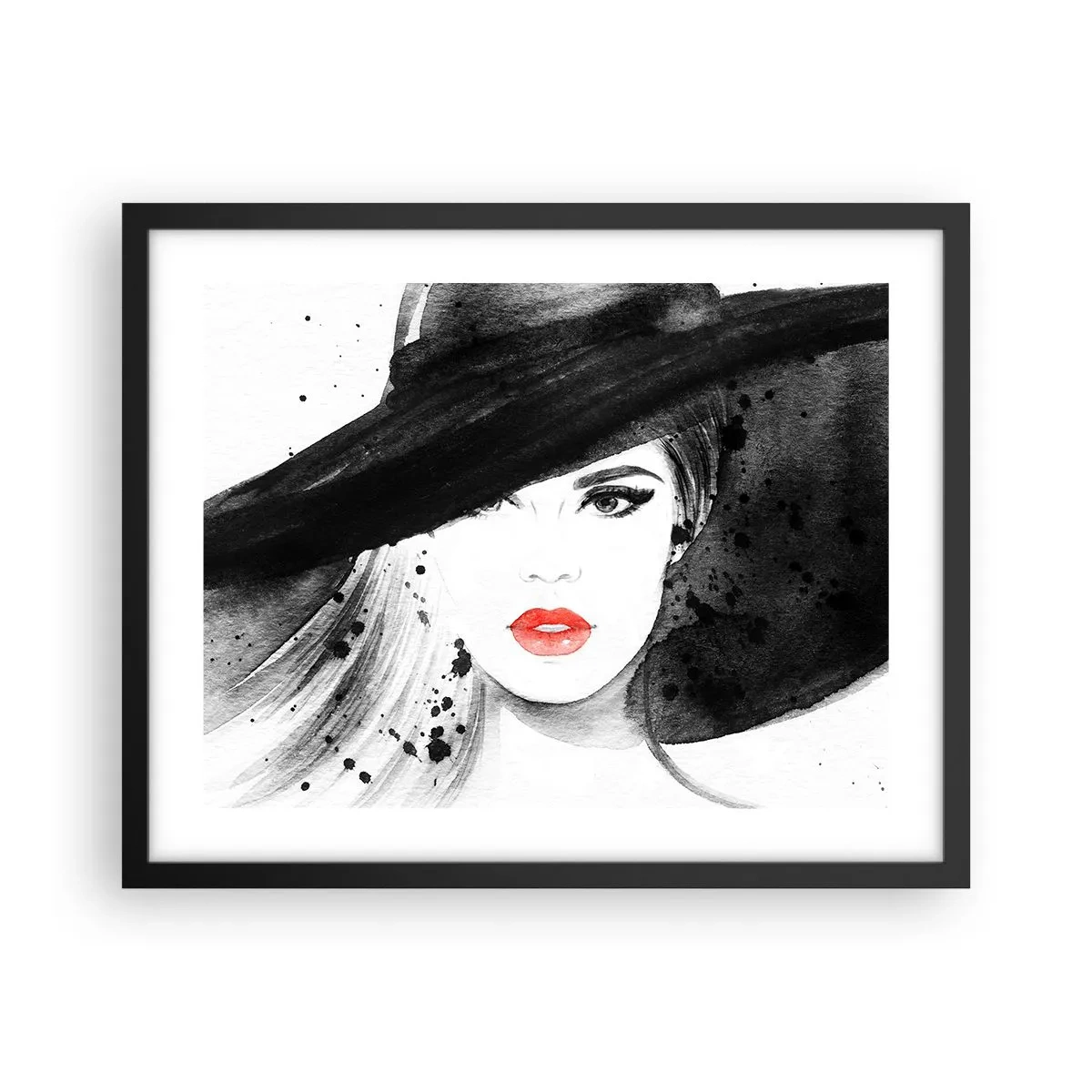 Affiche dans un cadre noir - Poster - Dame en noir - 50x40 cm