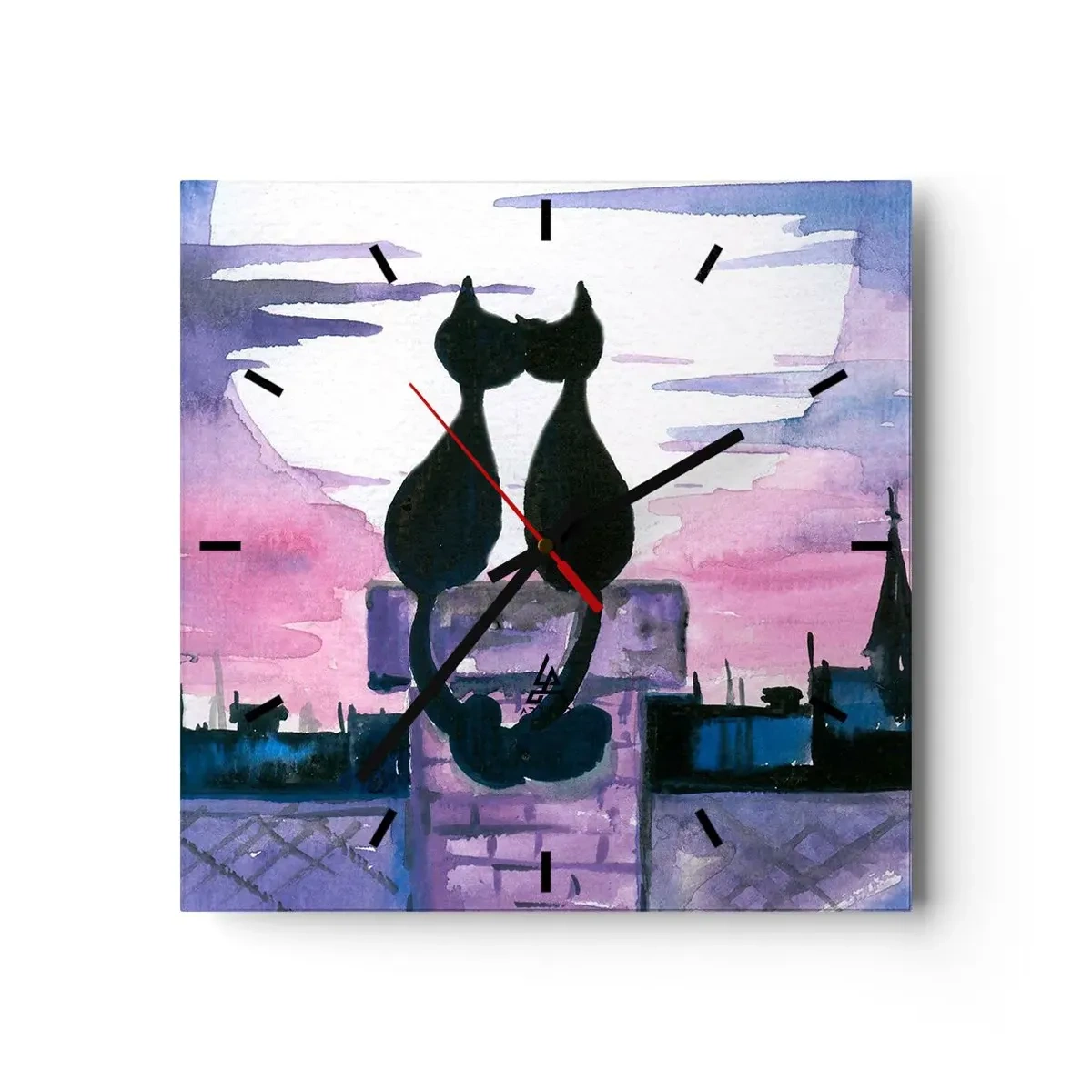 Horloge murale - Pendule murale - Rendez-vous sous la lune - 40x40 cm