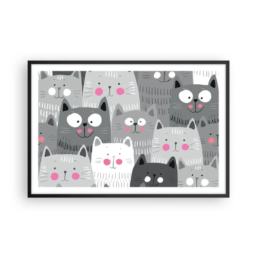 Affiche dans un cadre noir - Poster - Le monde des chats - 91x61 cm