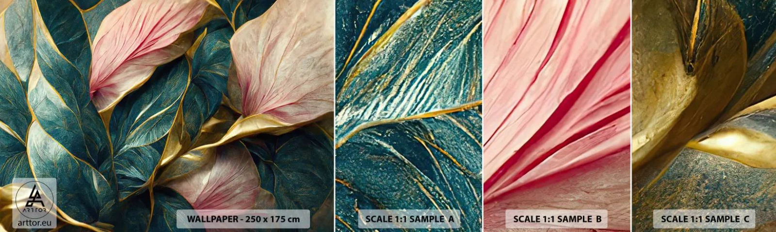 Échantillon De Papier Peint Standard Eco - Élégance et style naturels - Art Déco, Fleurs, Élégance - 100x30 cm