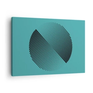 Impression sur toile - Image sur toile - Un cercle minimaliste avec des lignes sur un fond turquoise. - 70x50cm - Cercle – une variation géométrique - Décoration murale moderne pour le salon et la chambre ARTTOR