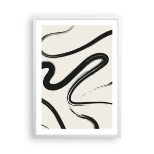 Affiche dans un cadre blanc - Poster - Fantaisie en noir et blanc - 50x70 cm