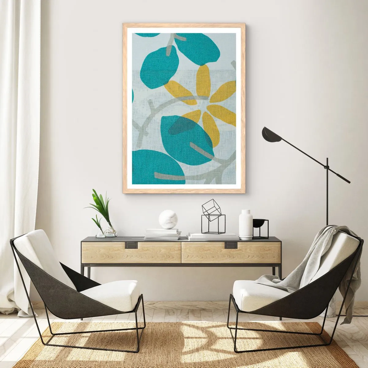 Affiche dans un chêne clair - Poster - Wśród lazurowych liści - 61x91 cm