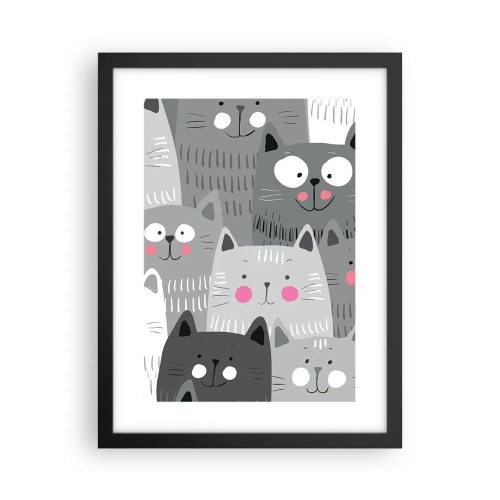 Affiche dans un cadre noir - Poster - Le monde des chats - 30x40 cm