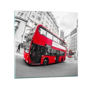Impression sur verre - Image sur verre - Londres traditionnellement - en bus - 60x60 cm
