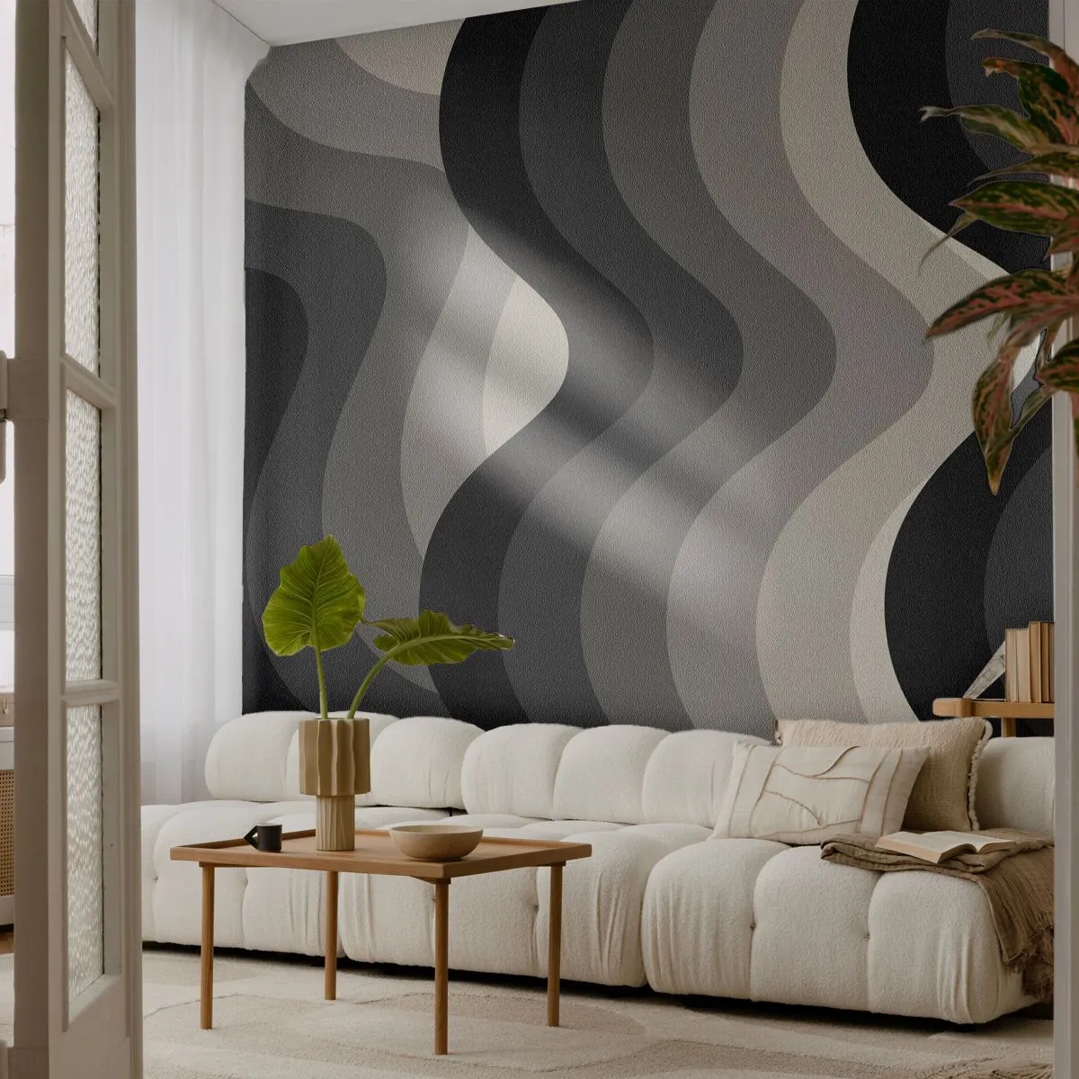 Papier Peint Photo Premium Canvas - Vague après vague - Lignes, Vagues, Abstraction - 250x175 cm