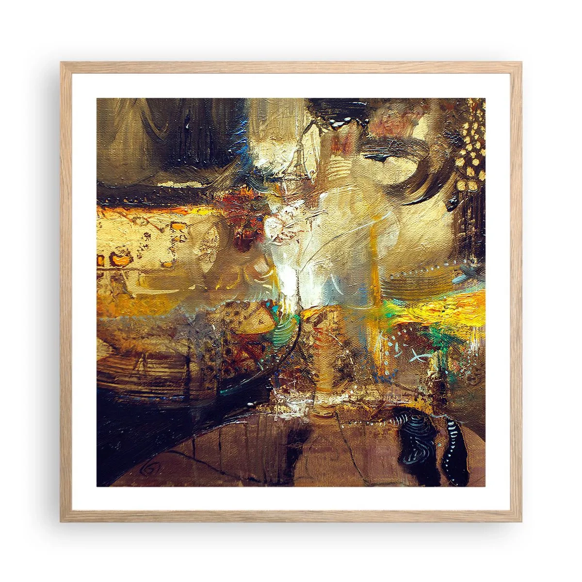 Affiche dans un chêne clair - Poster - Froid, tiède, chaud - 60x60 cm