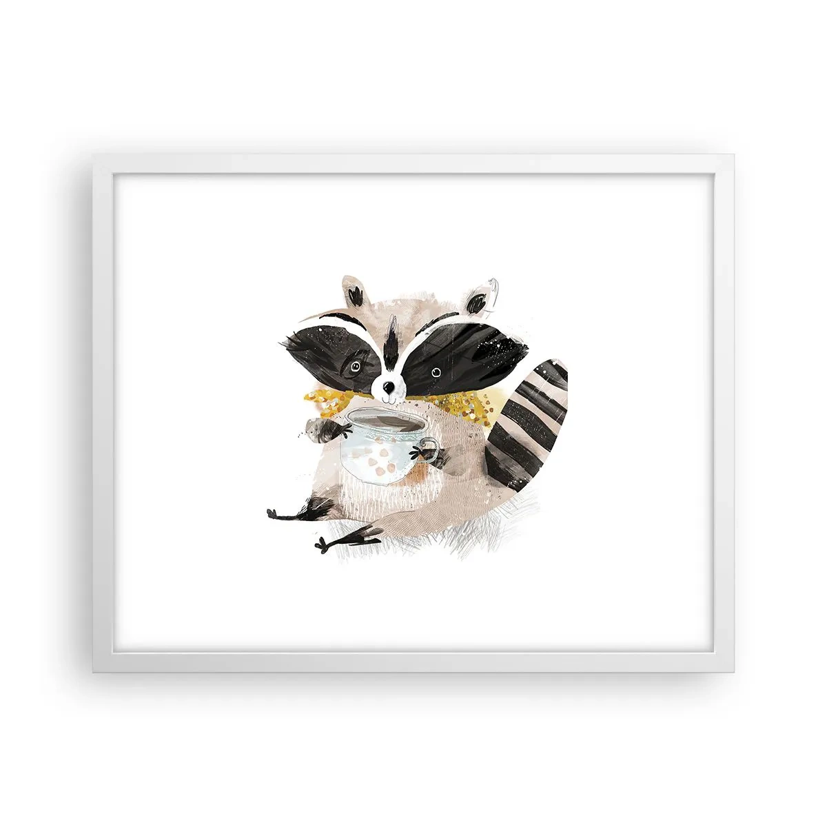 Affiche dans un cadre blanc - Poster - Mon ami le raton laveur - 50x40 cm