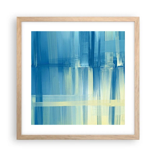 Affiche dans un chêne clair - Poster - Composition en turquoise - 40x40 cm