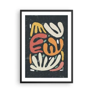 Affiche dans un cadre noir - Poster - Formes organiques colorées sur fond sombre - 50x70cm - Composition – Je suis sur le point de t'attraper - Décoration murale moderne pour le salon et la chambre ARTTOR