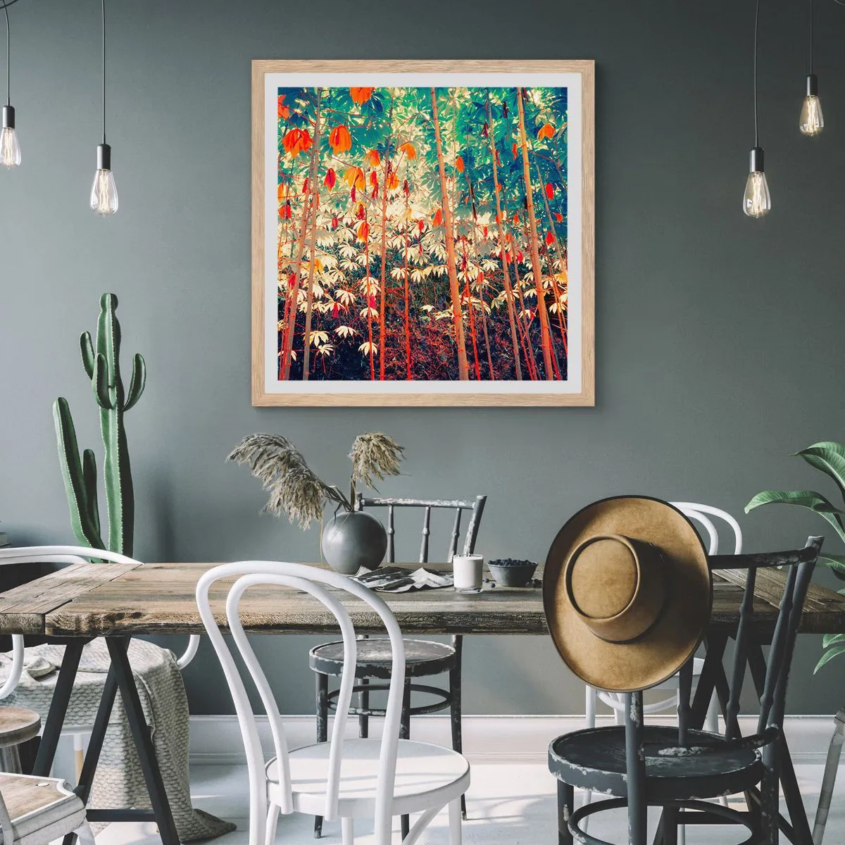 Affiche dans un chêne clair - Poster - La vie secrète des feuilles - 50x50 cm