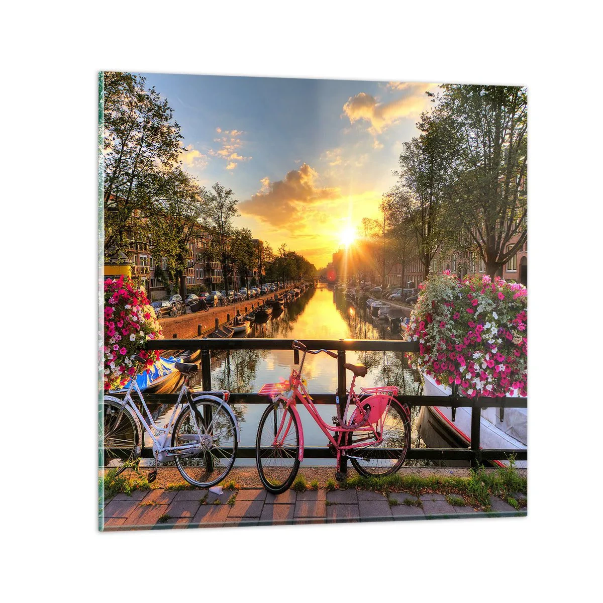 Impression sur verre - Image sur verre - Matin de printemps à Amsterdam - 70x70 cm