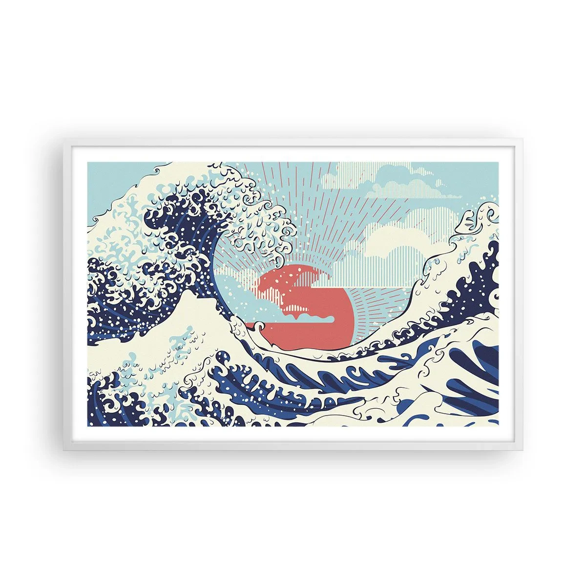 Affiche dans un cadre blanc - Poster - D'une inspiration japonnaise - 91x61 cm