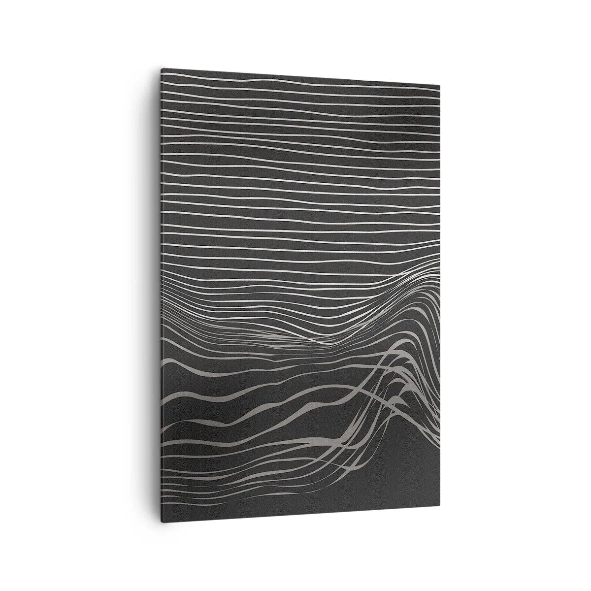 Impression sur toile - Image sur toile - Lignes blanches sur fond gris foncé dans un arrangement abstrait - 70x100cm - Rythme et accent - Décoration murale moderne pour le salon et la chambre ARTTOR