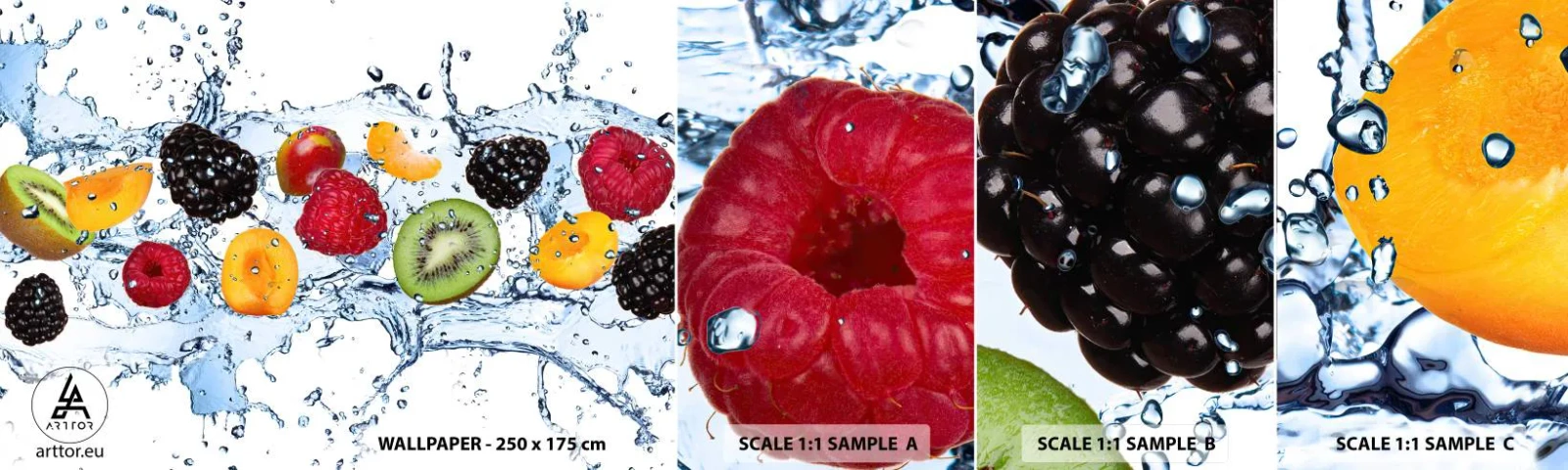 Échantillon De Papier Peint Standard Eco - Amusez-vous avec nous - Fruit, Abstraction, 3D - 100x30 cm