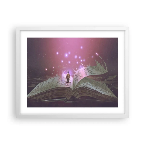 Affiche dans un cadre blanc - Poster - Invitation à un autre monde - lisez ! - 50x40 cm