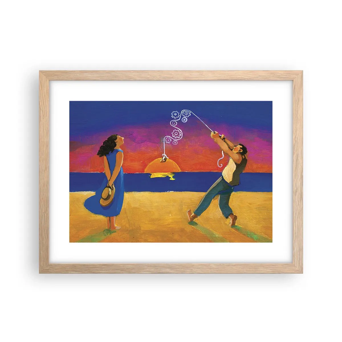 Affiche dans un chêne clair - Poster - Plus qu'une étoile dans le ciel - 40x30 cm