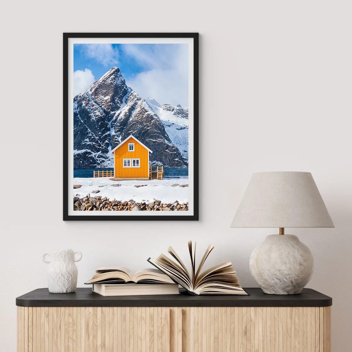 Affiche dans un cadre noir - Poster - Vacances scandinaves - 30x40 cm