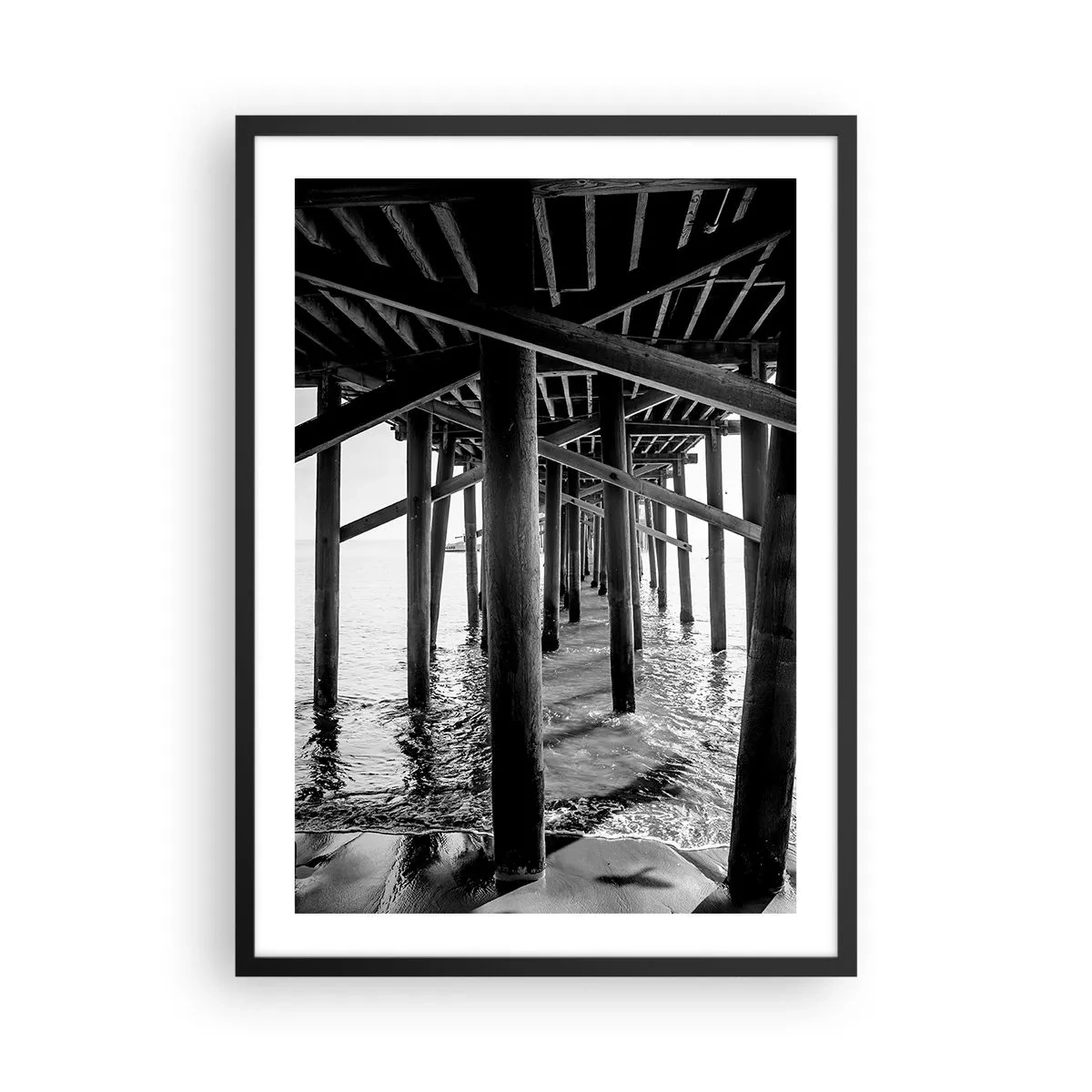 Affiche dans un cadre noir - Poster - Cachette sur la plage - 50x70cm - Refuge de plage - Décoration murale moderne pour le salon et la chambre ARTTOR
