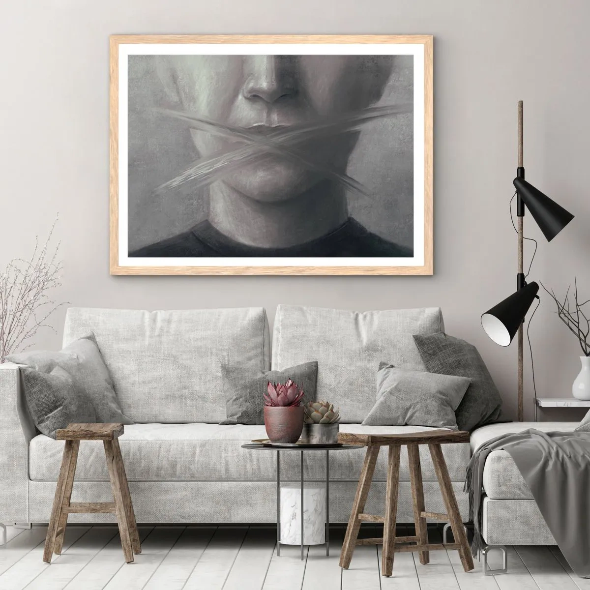 Affiche dans un chêne clair - Poster - Sans mot - 100x70 cm
