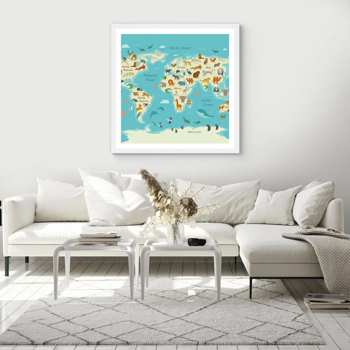 Affiche dans un cadre blanc - Poster - De bons voisins - 60x60 cm