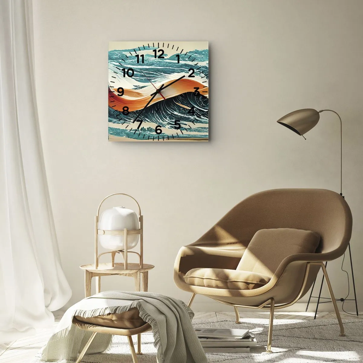 Horloge murale - Pendule murale - Le rêve d'un surfeur - 40x40 cm