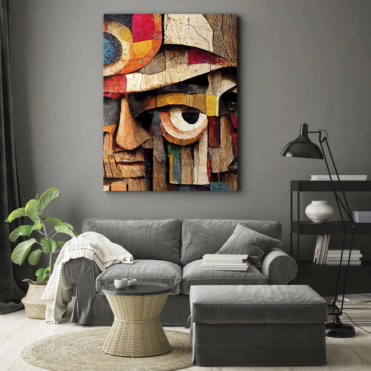 Impression sur toile - Image sur toile - Visages abstraits aux couleurs intenses - 80x120cm - Je te vois… - Décoration murale moderne pour le salon et la chambre ARTTOR