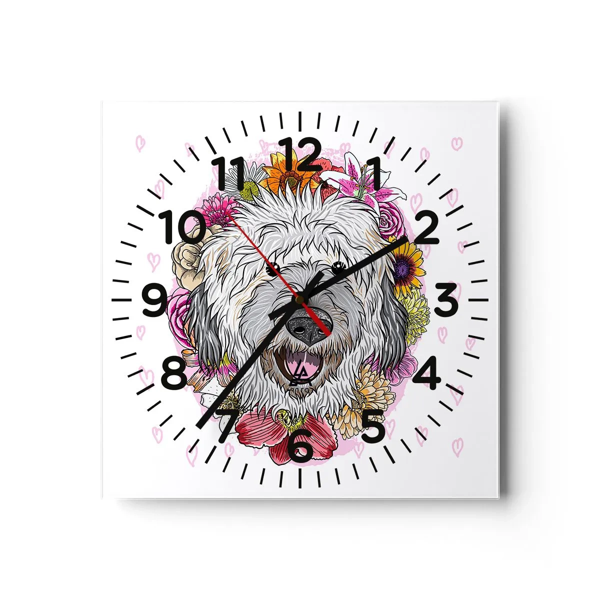 Horloge murale - Pendule murale - La joie du chiot - 30x30 cm