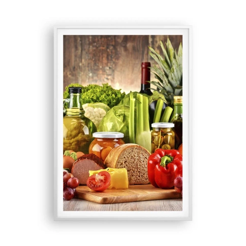 Affiche dans un cadre blanc - Poster - Fumé, cuit au four et mariné - 70x100 cm