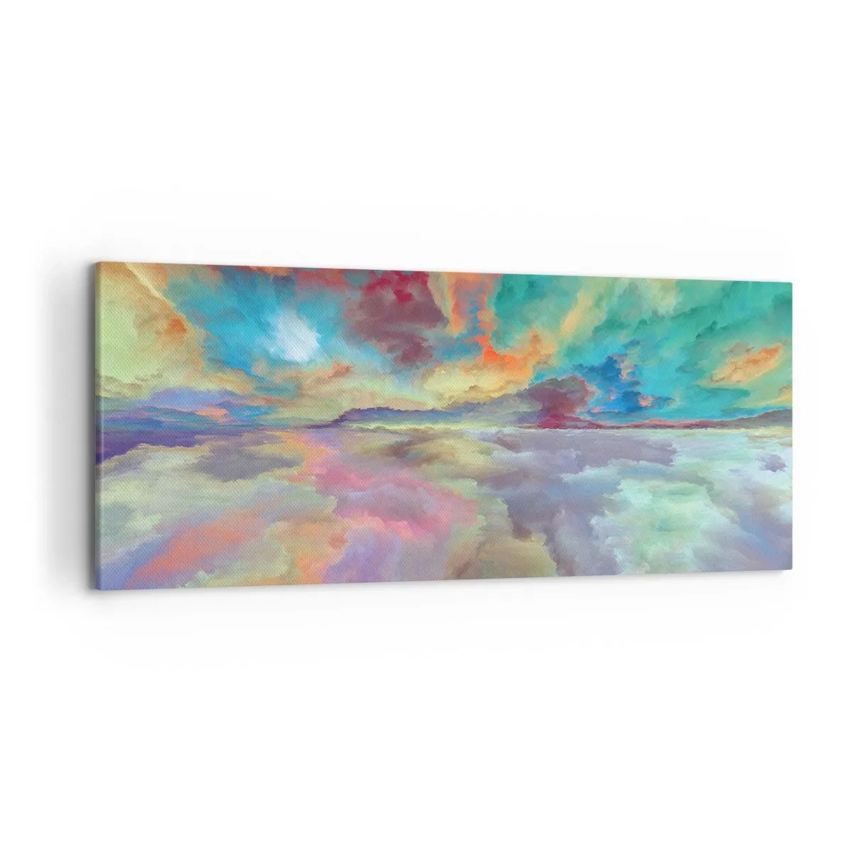Impression sur toile - Image sur toile - Paysage de nuages colorés dans un style abstrait - 120x50cm - Deux paradis - Décoration murale moderne pour le salon et la chambre ARTTOR