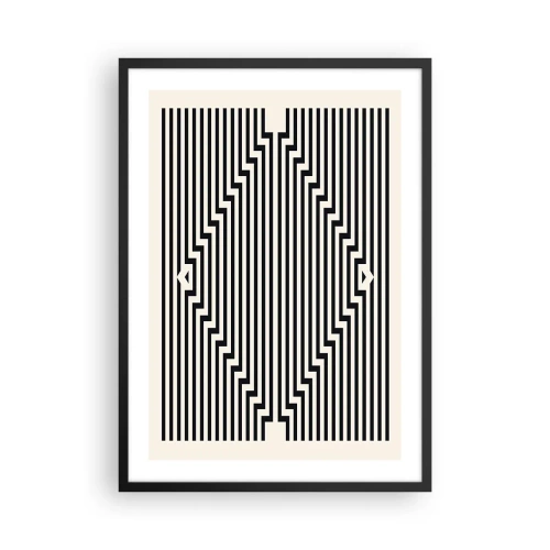 Affiche dans un cadre noir - Poster - Lignes noires et blanches créant une illusion d'optique - 50x70cm - Illusion géométrique - Décoration murale moderne pour le salon et la chambre ARTTOR