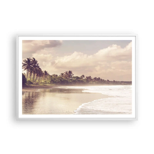 Affiche dans un cadre blanc - Poster - La caresse des vagues - 100x70 cm