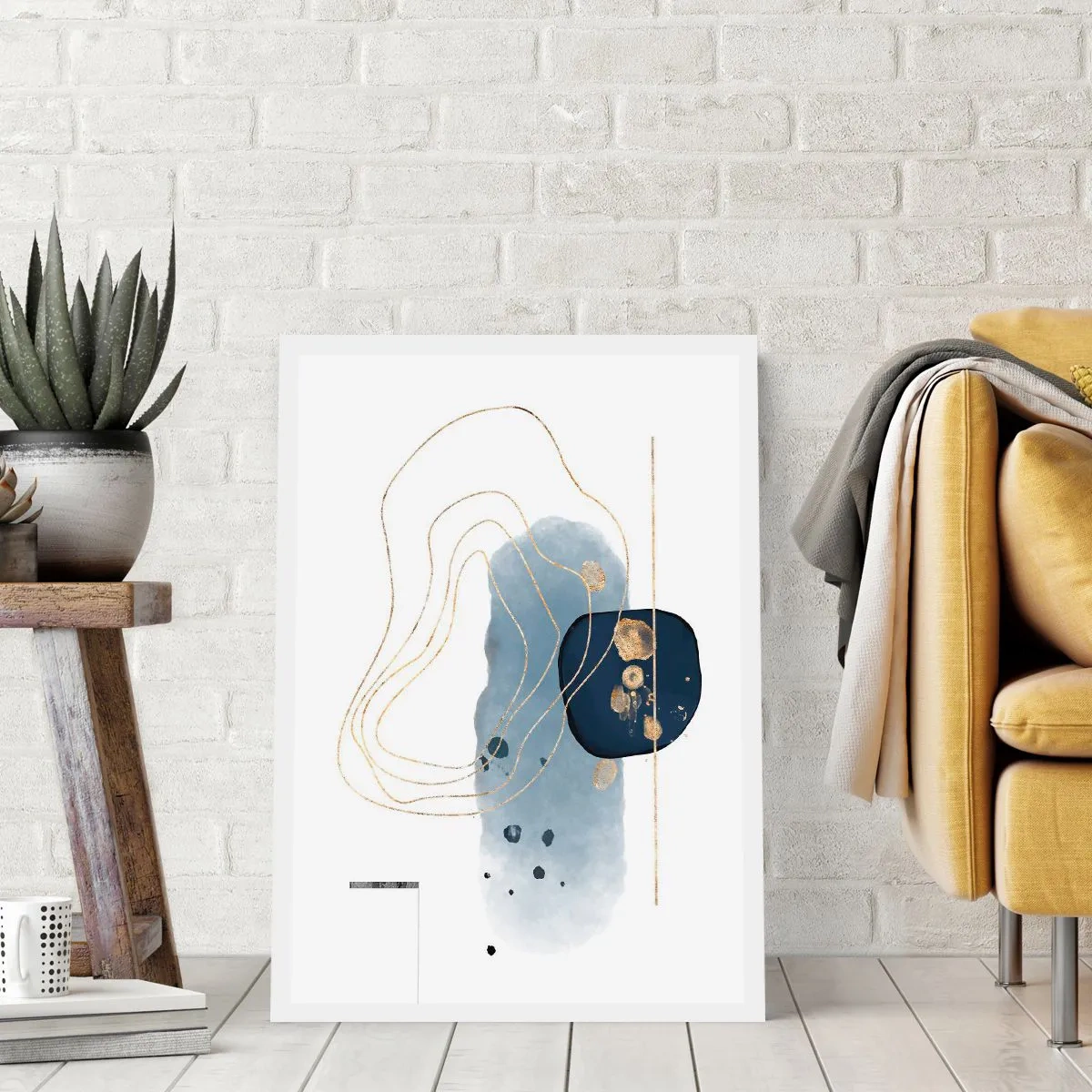 Affiche - Poster - Fantaisie bleu et or - 70x100 cm