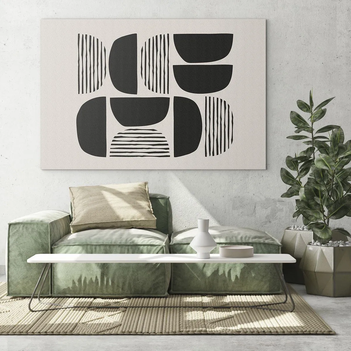 Impression sur verre - Image sur verre - Composition abstraite de formes géométriques avec des lignes - 70x50cm - Offres sans enthousiasme - Décoration murale moderne pour le salon et la chambre ARTTOR