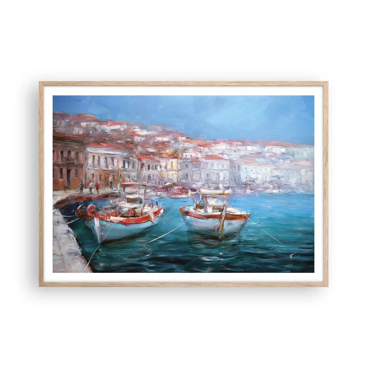 Affiche dans un chêne clair - Poster - Baie italienne - 100x70 cm