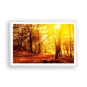 Affiche dans un cadre blanc - Poster - Vers la clairière dorée - 91x61 cm