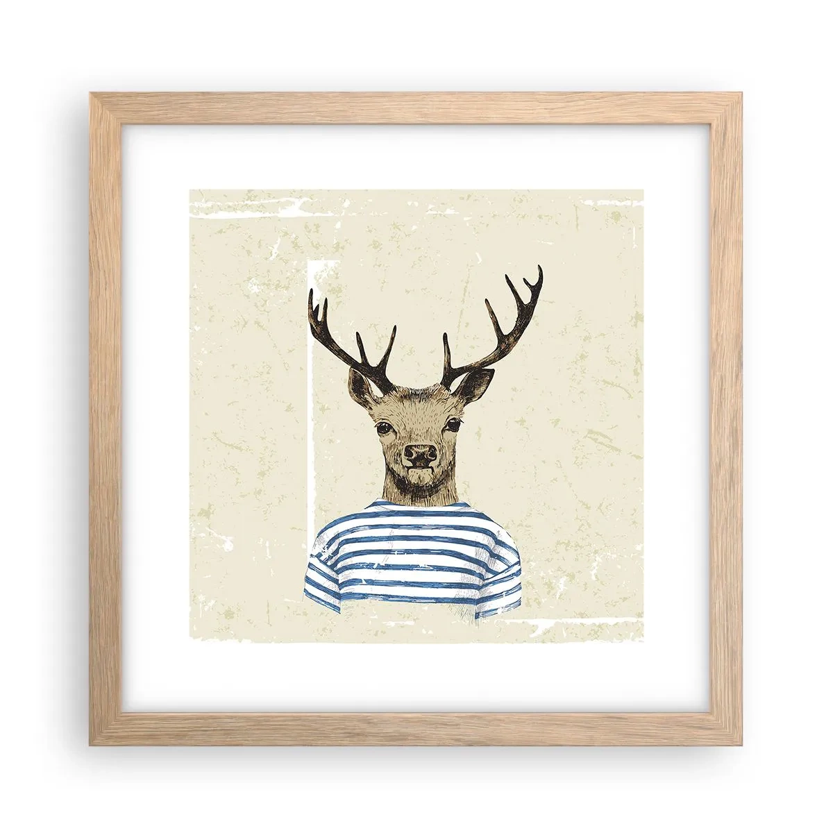 Affiche dans un chêne clair - Poster - Parce que j'aime les chemises rayées - 30x30 cm