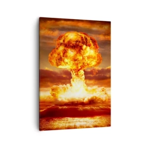 Impression sur toile - Image sur toile - Explosion d'un nuage en forme de champignon sur fond de coucher de soleil - 50x70cm - Et la fin viendra - Décoration murale moderne pour le salon et la chambre ARTTOR