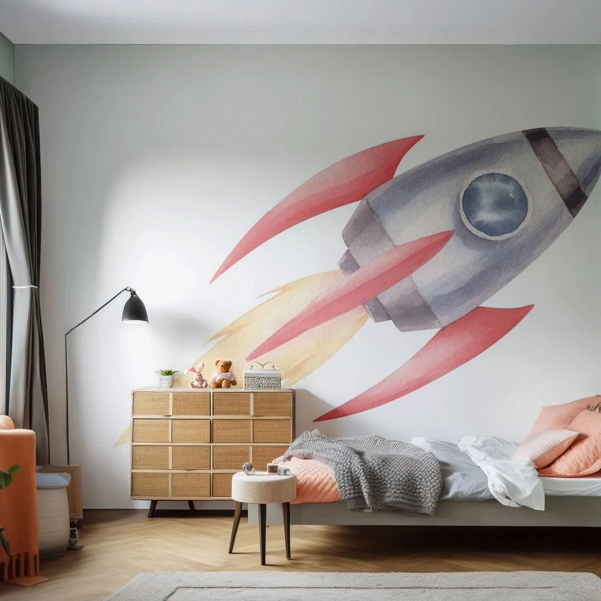 Papier Peint Photo Standard Eco - Plus haut, plus vite, plus loin - Une fusée spatiale, Enfants, Cosmos - 450x315 cm