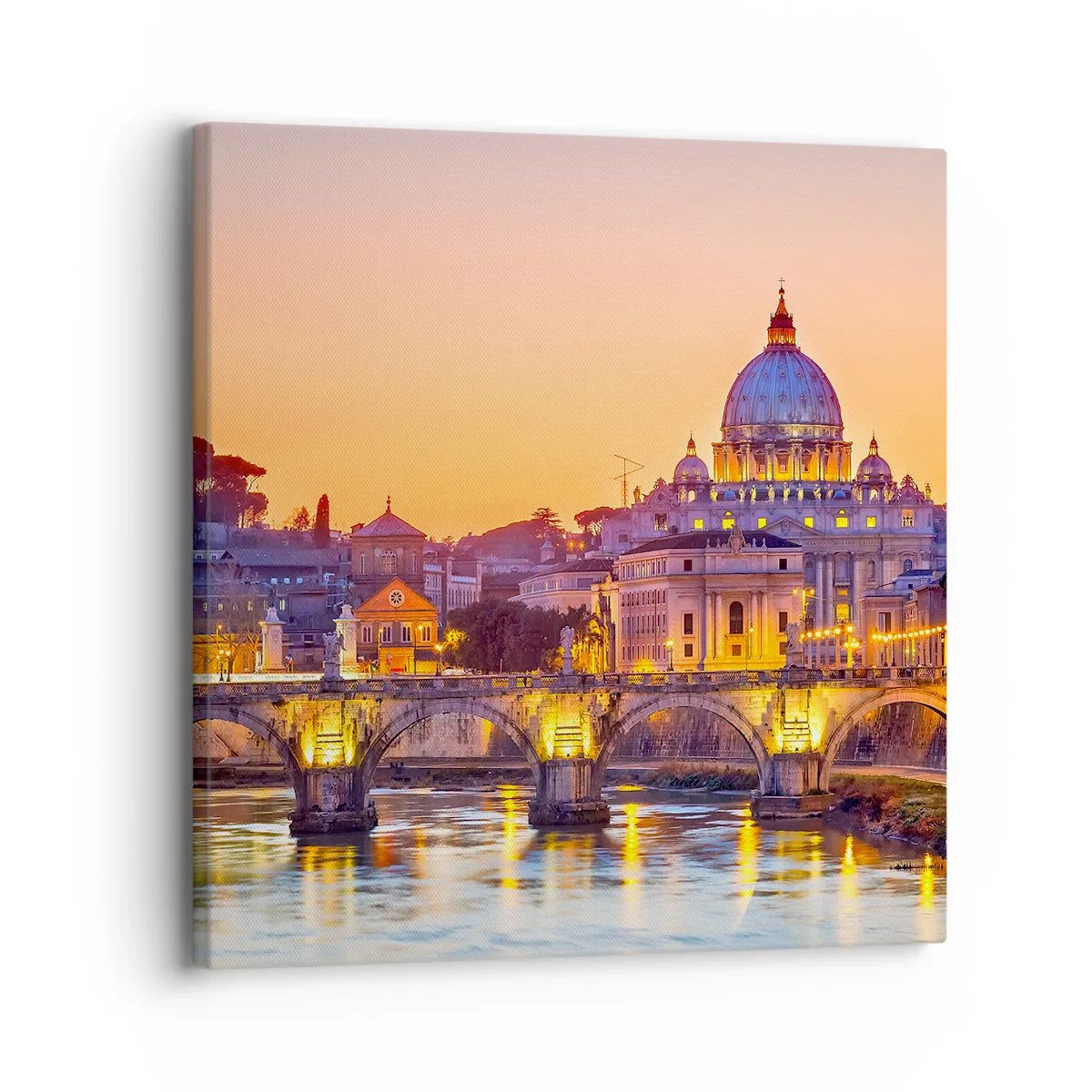 Impression sur toile - Image sur toile - Coucher de soleil sur la ville éternelle - 30x30 cm