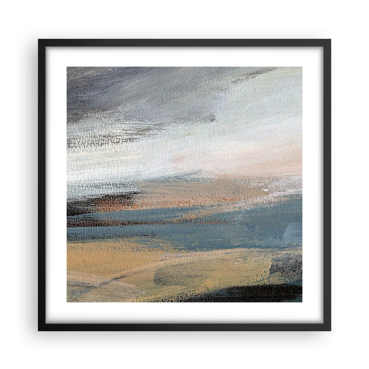 Affiche dans un cadre noir - Poster - Abstraction : paysage nordique - 50x50 cm