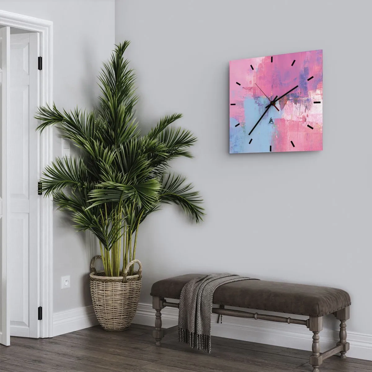 Horloge murale - Pendule murale - Du rose, du bleu et une pincée de lumière - 40x40 cm