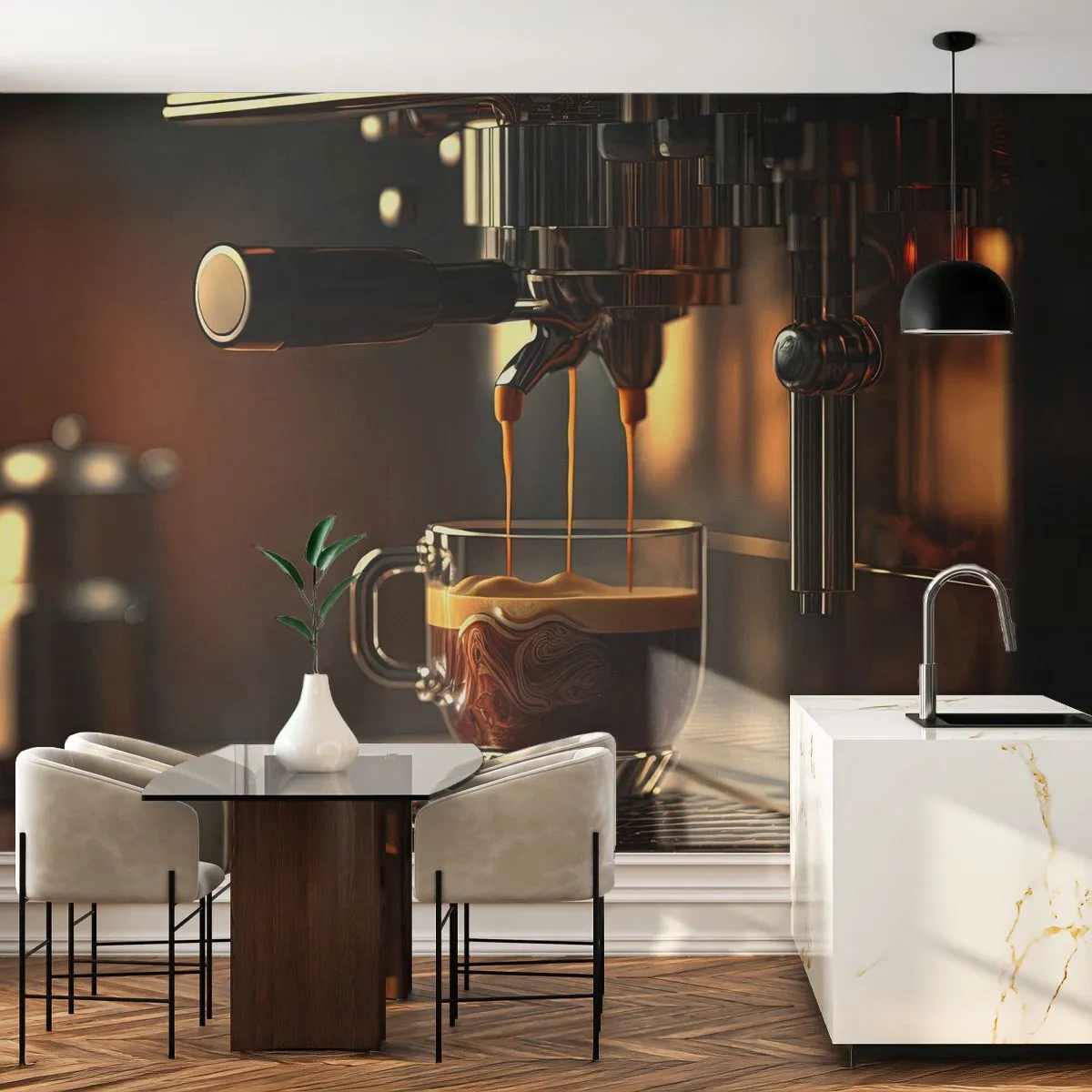 Papier Peint Photo Premium Canvas - Un mélange sensuel - Café, Cafetière, La gastronomie - 450x315 cm